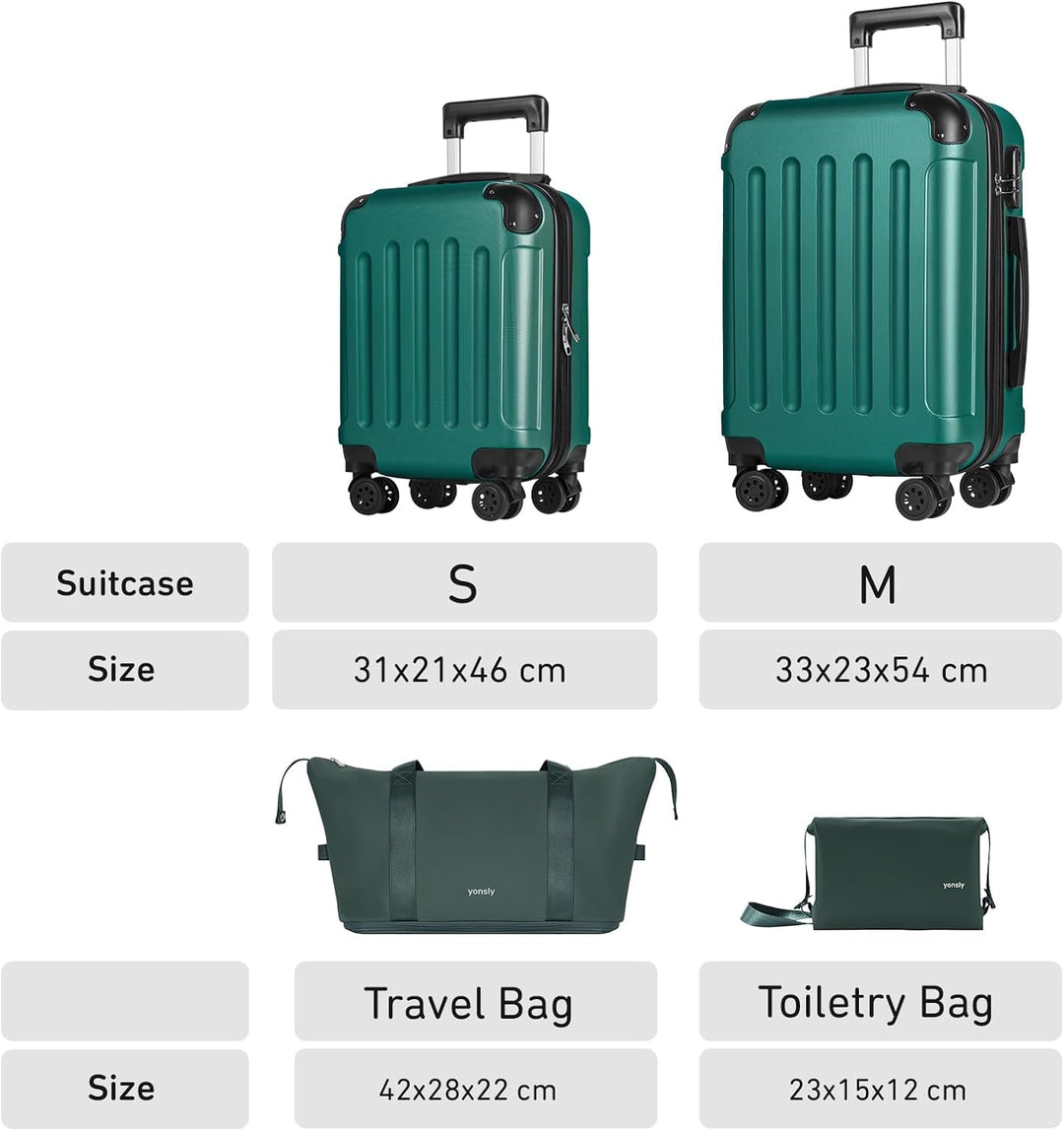 Reisekoffer Set 4-teilig, Trolley Kofferset mit 1 Reisetasche, 1 Kulturbeutel, Rollkoffer Handgepäck