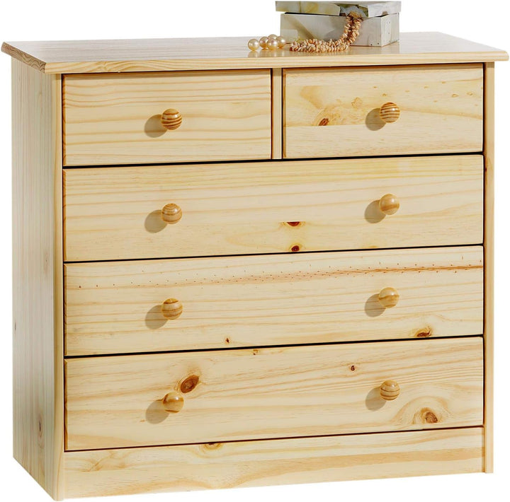 IDIMEX Kommode Rondo, schöne Anrichte mit 5 Schubladen, praktisches Sideboard aus massiver Kiefer in