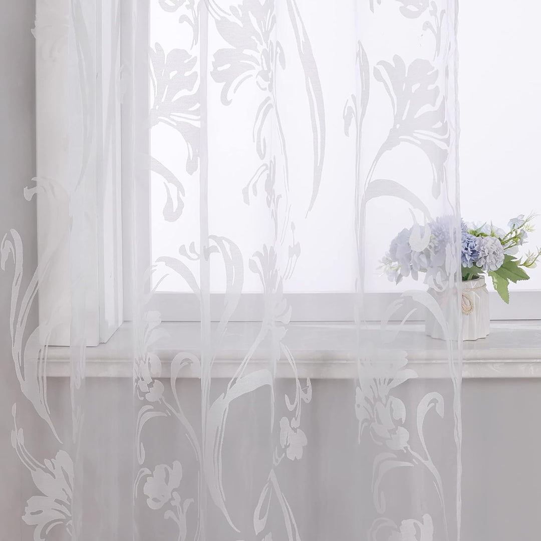 CORLIF Voile Gardine mit Ösen Vorhang Ausbrenner Muster Transparente Gardinen Wohnzimmer Schlafzimme