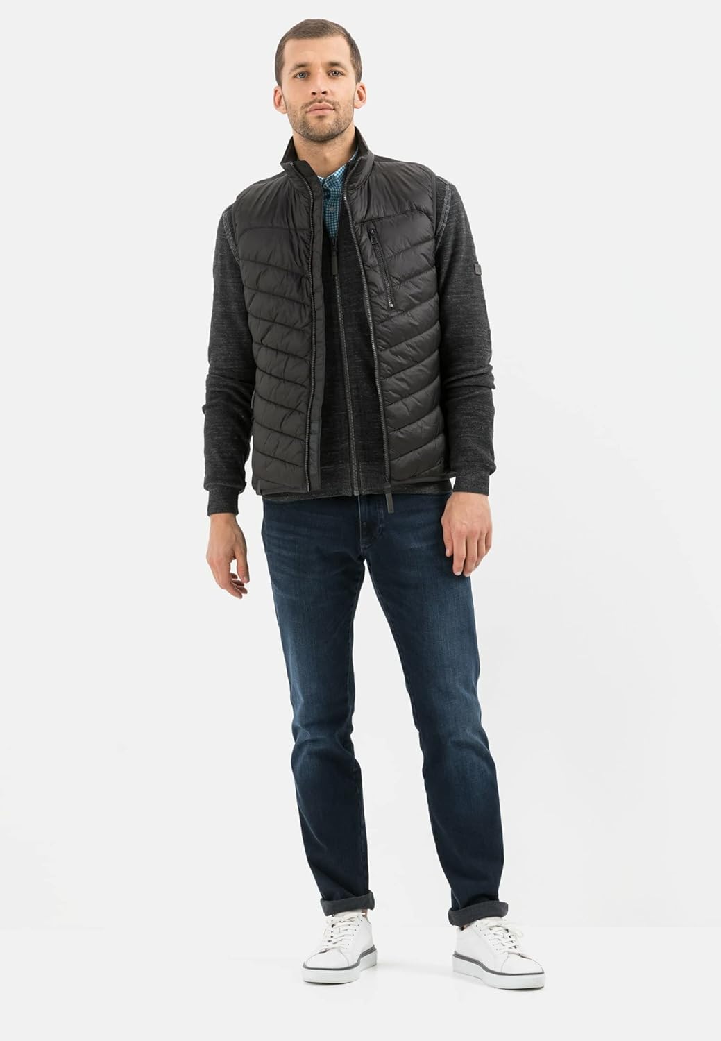 camel active Herren leichte Steppweste ohne Kapuze 56 Dunkelgrau, 56 Dunkelgrau