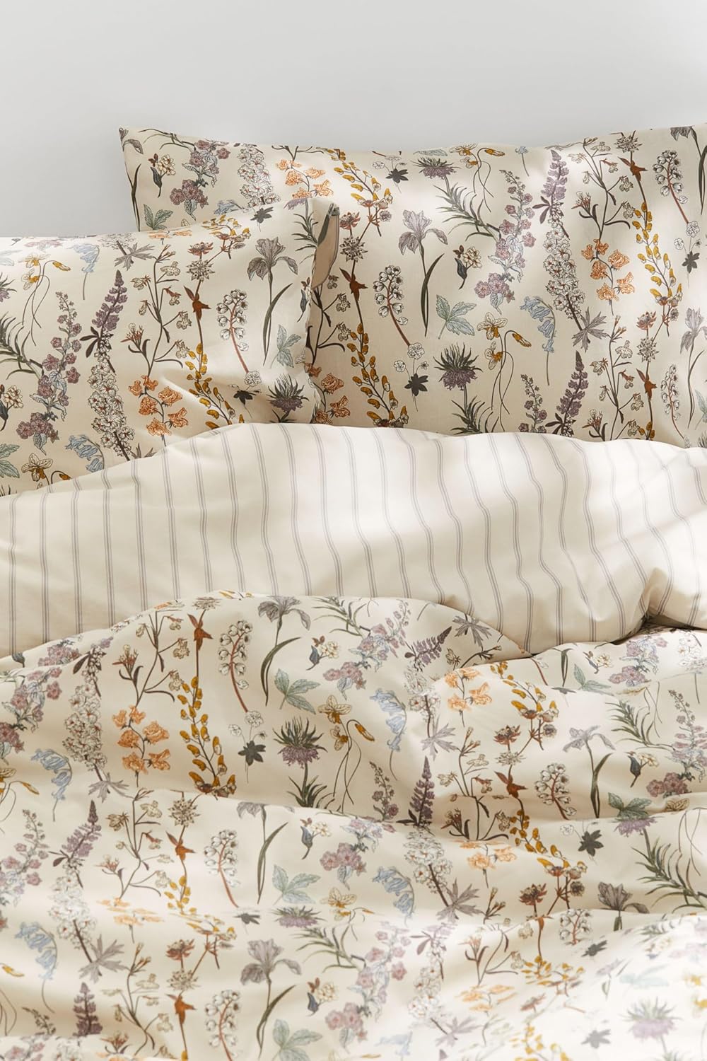 Freyamy Blumen Bettwäsche 135x200 2tlg, Aesthetic Botanisches Wende Bettwäsche-Set aus Gewaschener M