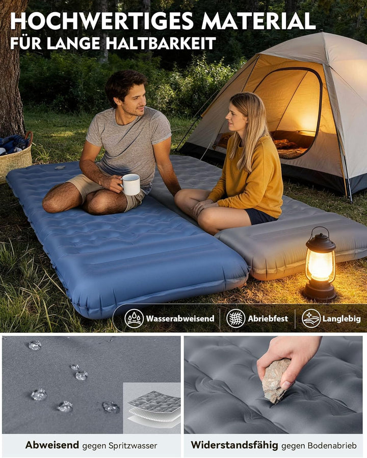 HIKENTURE Isomatte Camping, 12CM Ultradicke Isomatte Ultraleicht mit Kissen, Aufblasbare Matratze Kl