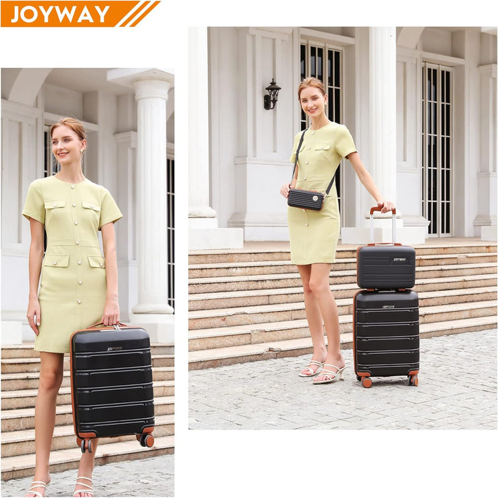 Joyway Kofferset 3 Teilig Hartschale mit 4 Rollen und TSA-Schloss Der Gepäcksets Enthält 1 Kosmetikk