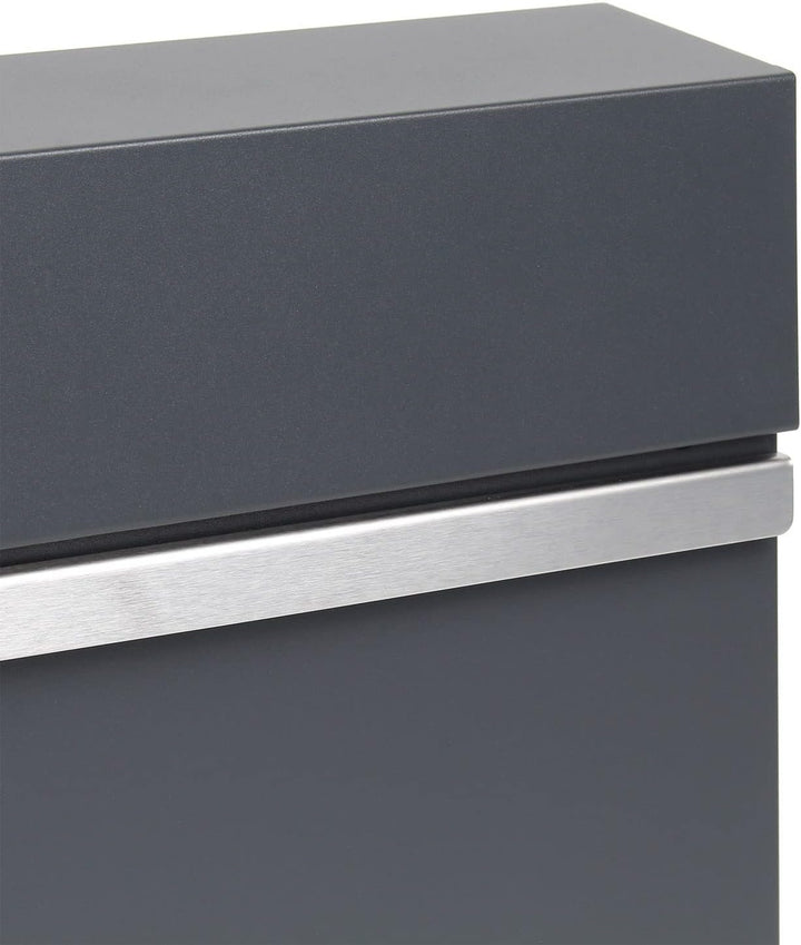 Wiltec Designer Briefkasten V50 Anthrazit und Edelstahl 370 x 105 x 370 mm, Wandbriefkasten mit Schl