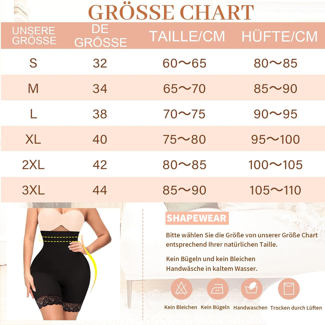 YARRCO Bauchweg Unterhose Damen Shapewear Spitze Miederhose Hohe Taille Figurformende Unterwäsche Le