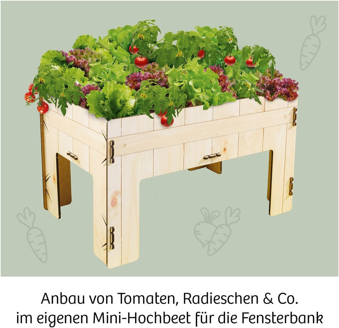 KOSMOS 637262 Meine erste Farm mit Judith Rakers, Minihochbeet für die Fensterbank, Gemüse Pflanzset