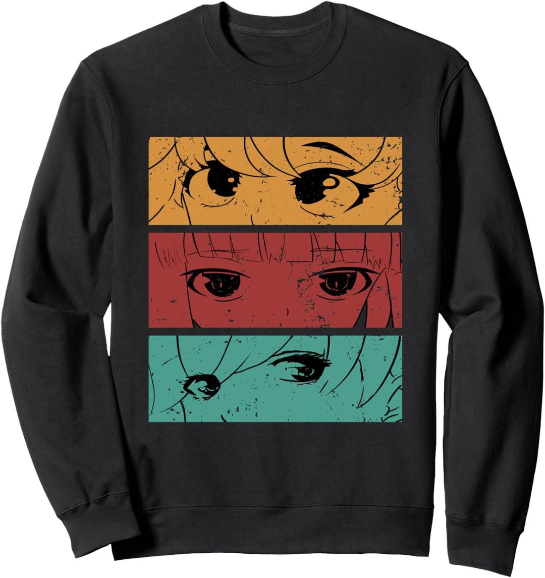 Vintage Anime Augen Ästhetik Kawaii Otaku Waifu Sweatshirt