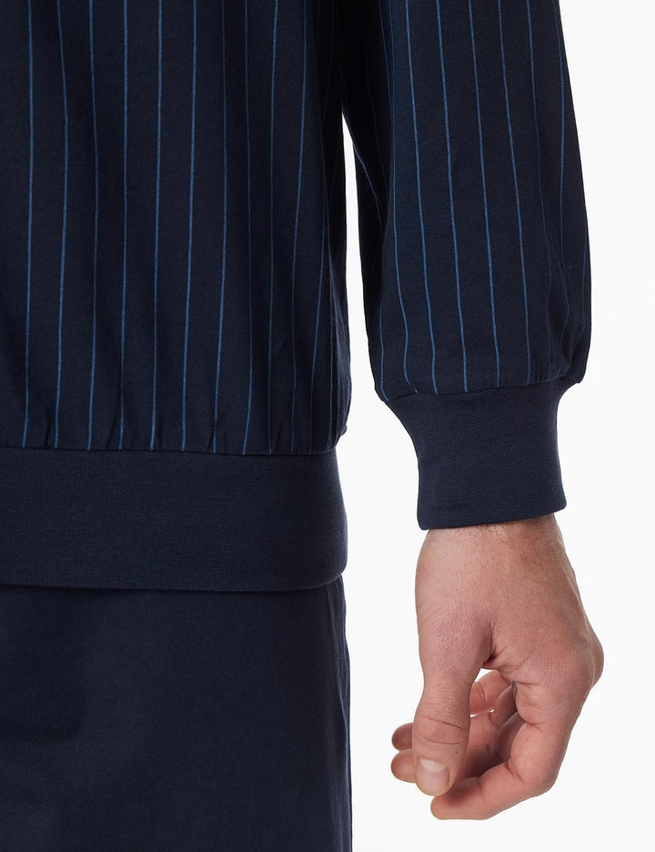 Schiesser Herren Schlafanzug lang mit Bündchen - Nightwear Set 25 Dunkelblau_182196, 25 Dunkelblau_1