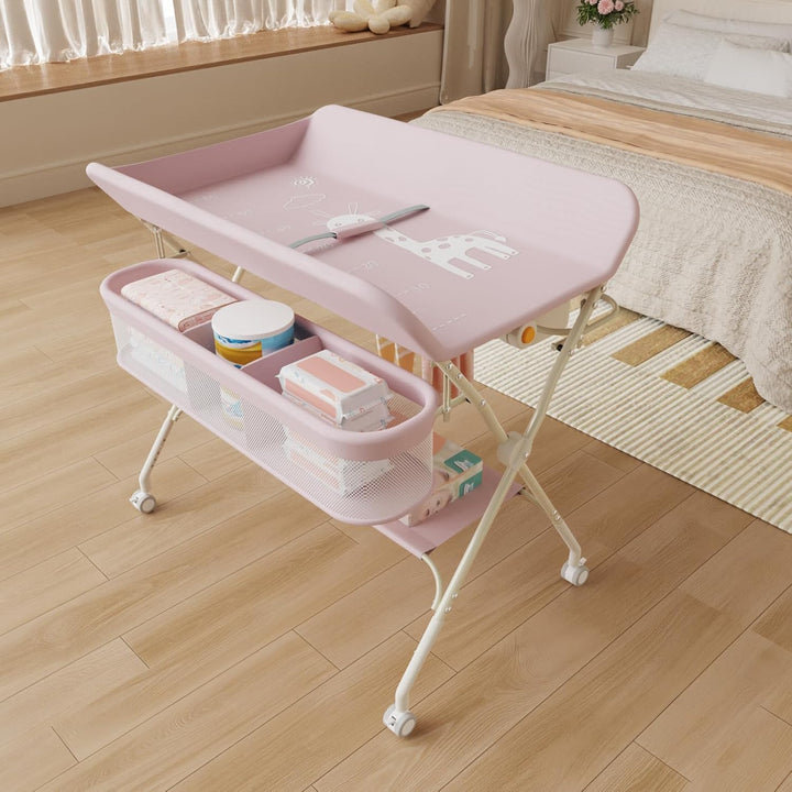 OHMG Baby Wickelkombi Mobiler Bade-Wickeltisch faltbar,klappbare Wickelkommode mobiler,Wickeltisch m