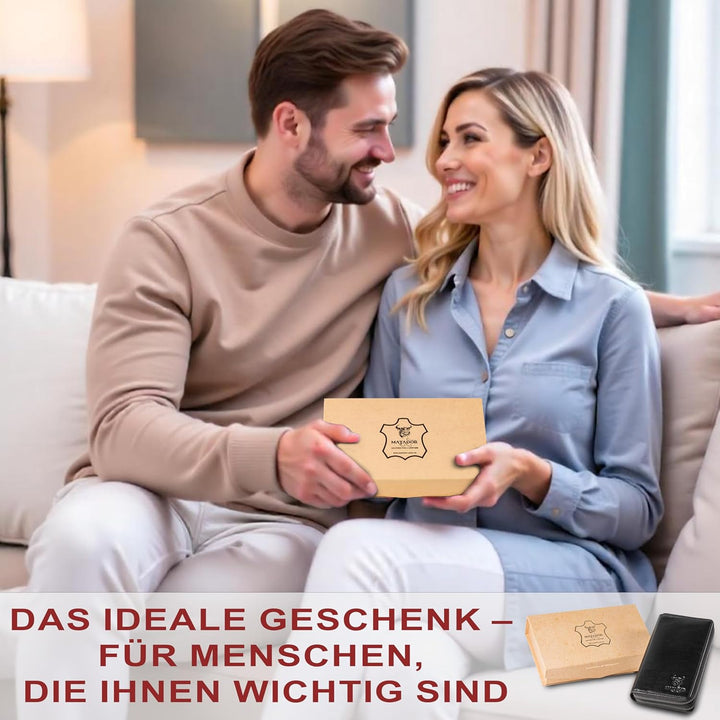 MATADOR Damen/Frauen Geldbörse TÜV Geprüfter RFID & NFC Schutz Portemonnaie Rinds Leder Geldtasche m