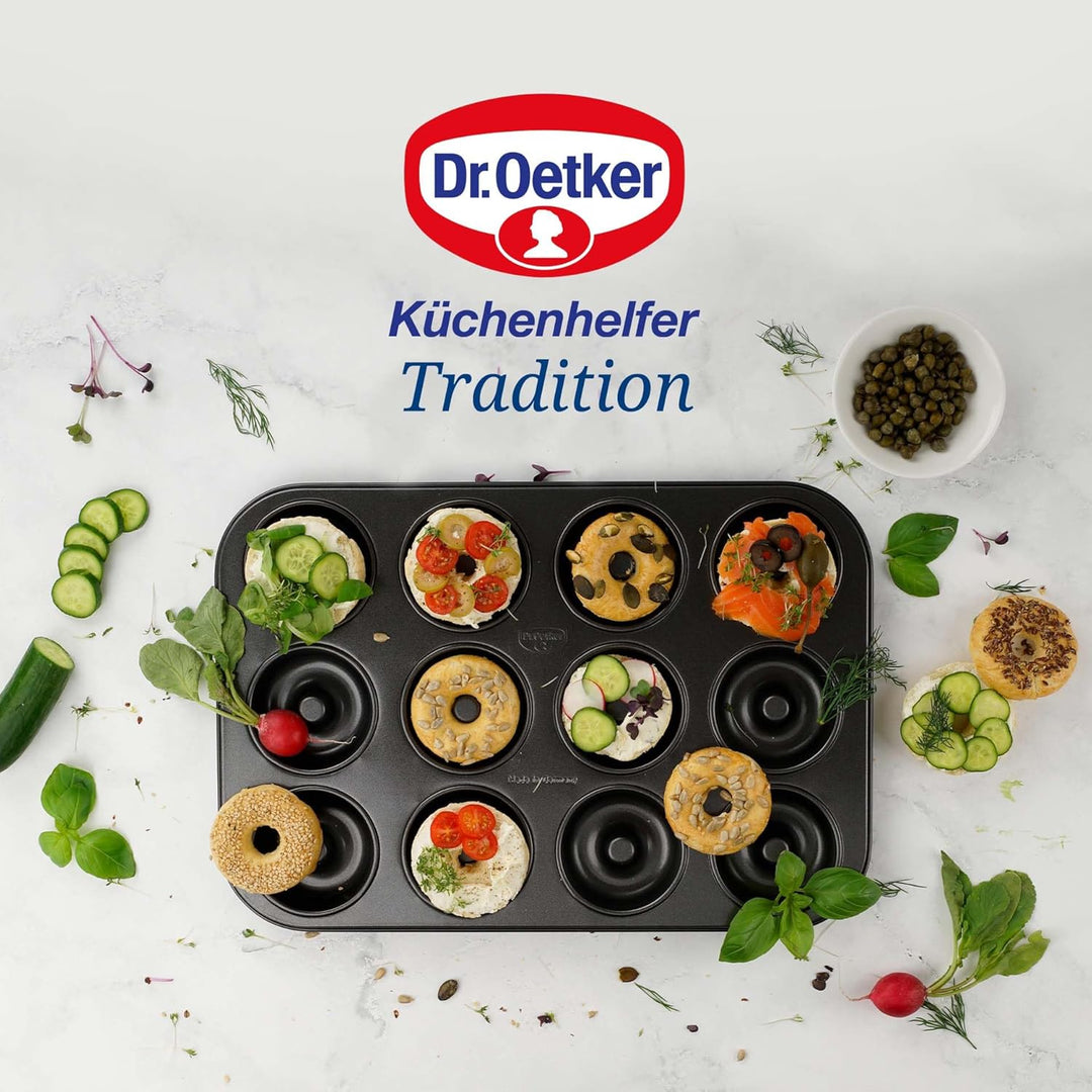 Dr. Oetker 12er Donutbackform TRADITION, Donutform mit Antihaftbeschichtung, hochwertige Backform mi