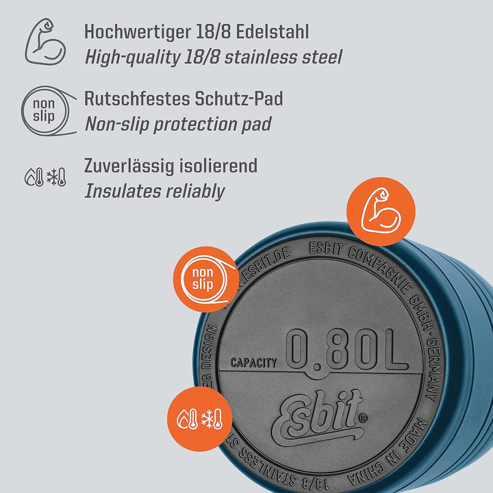 Esbit Thermobehälter Majoris für Essen - Warmhaltebehälter 800 ml in Polar Blue - aus Edelstahl für