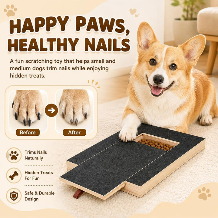 Kratzbrett für Hunde mit Leckerlibox 35x25x3cm, Stressfrei Kratzbrett für Hundekrallen, Hunde Kralle