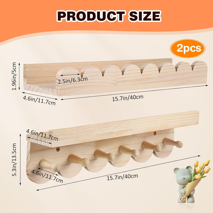 3er Set Bücherregal Kinder Wand, Wandregal Kinderzimmer 40cm, Holz Wandregal Bücher Schweberegale mi