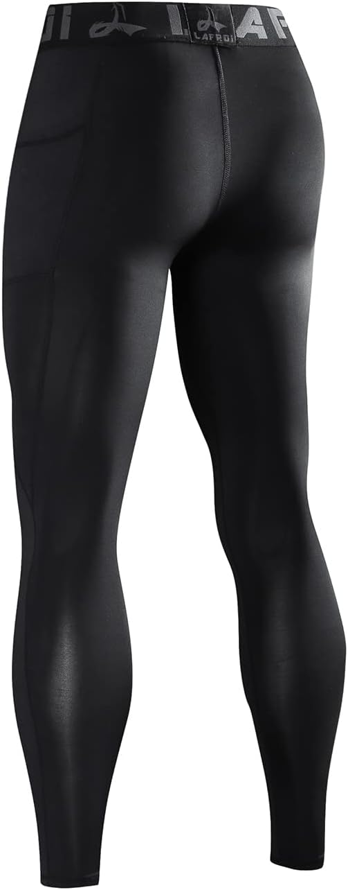 LAFROI YSK08 schnelltrocknende Kompressions-Leggings mit Taillenbund für Herren S Pocket black X3, S