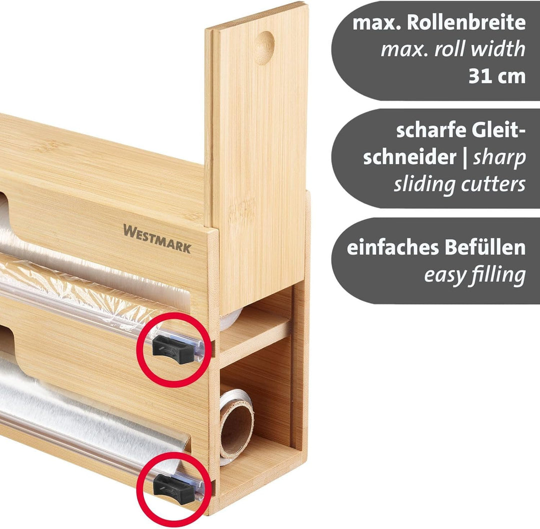 Westmark Folienspender mit Schneidvorrichtung – Alufolien- und Frischhaltefolienspender mit Gleitsch