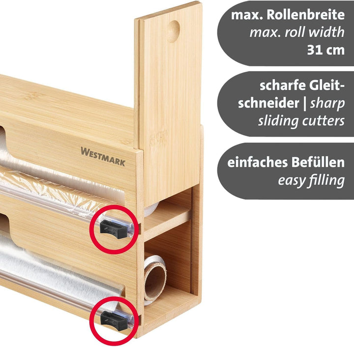 Westmark Folienspender mit Schneidvorrichtung – Alufolien- und Frischhaltefolienspender mit Gleitsch