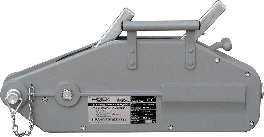 Rotek Seilzug SZ-1600, Kapazität 1.600kg inkl. 20m Spezialseil auf Haspel mit 20m Drahtseil, mit 20m