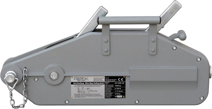 Rotek Seilzug SZ-1600, Kapazität 1.600kg inkl. 20m Spezialseil auf Haspel mit 20m Drahtseil, mit 20m