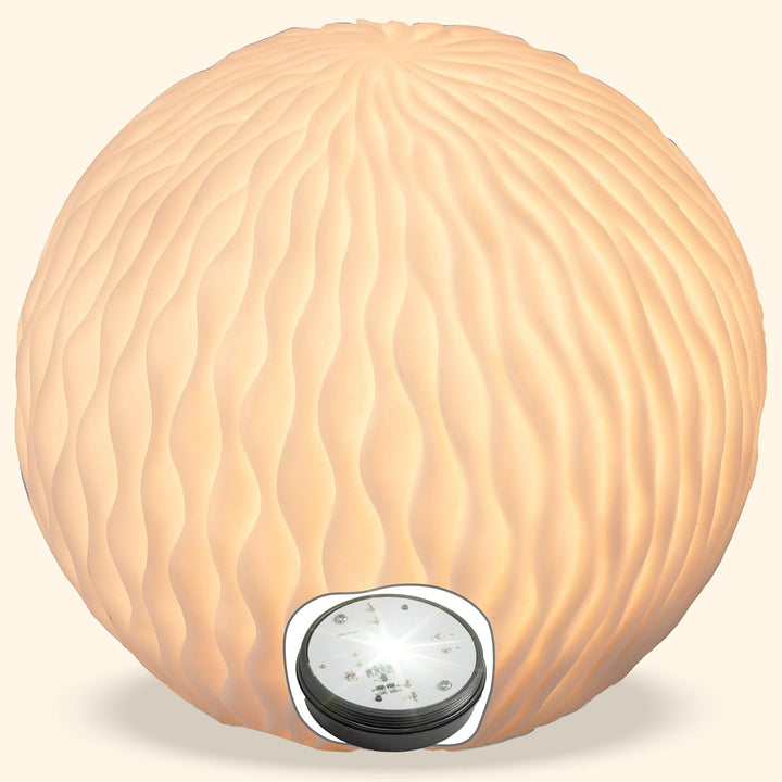 Beleuchtete Solarkugel WaveBall in Sandstein Optik - Durchmesser 25 cm - Lichtfarbe warmweiss und ka