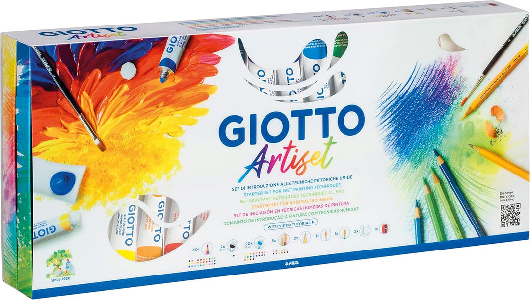 GIOTTO Artiset, Kreativset für Nassmalerei, 59-teilig Set da 65 pezzi Artiset, Set da 65 pezzi Artis