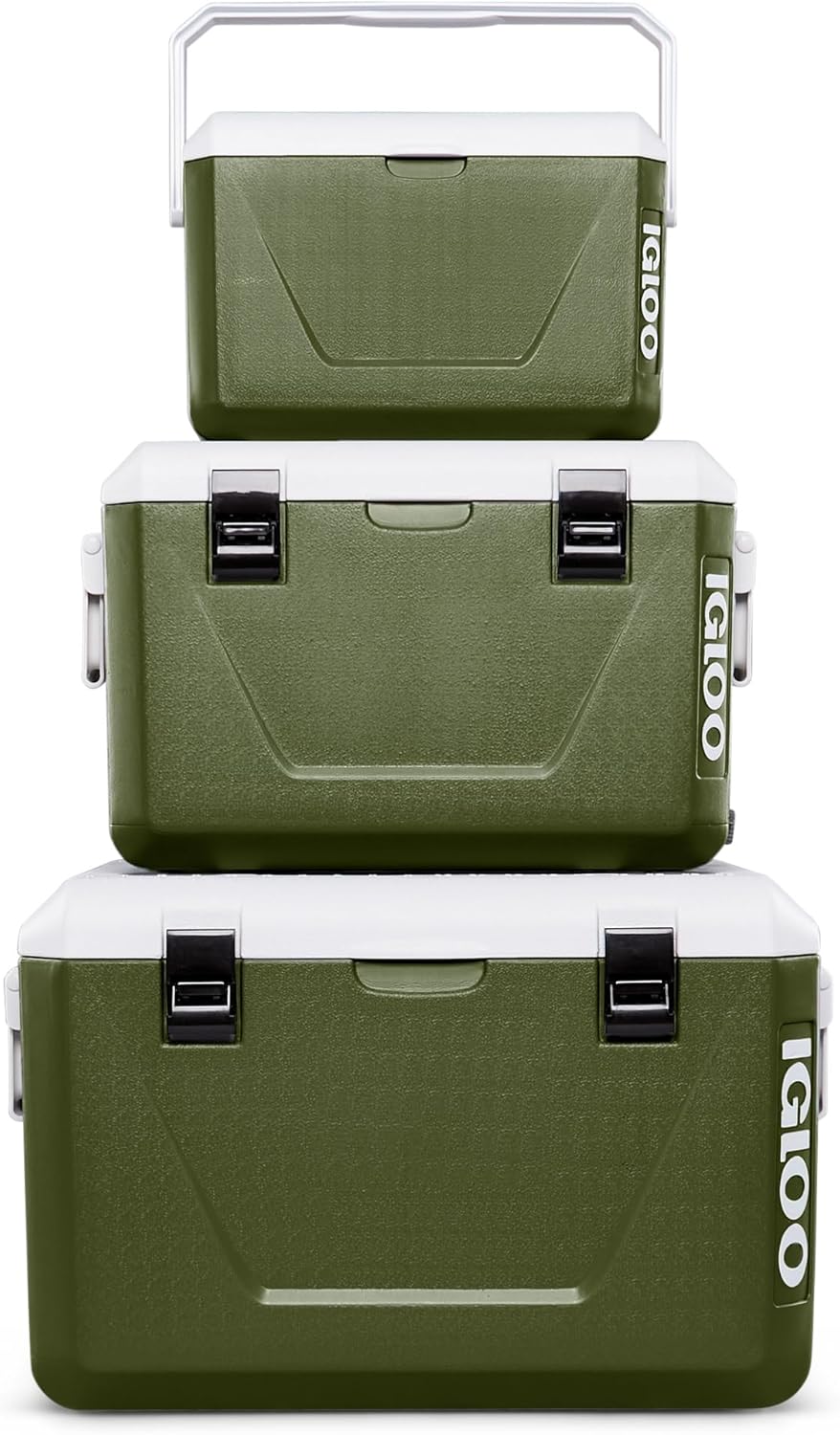 IGLOO Stapelbare Passiv‑Kühlboxen Set 55L + 27L + 11L – Platzsparende Camping‑Kühlboxen, robust & le