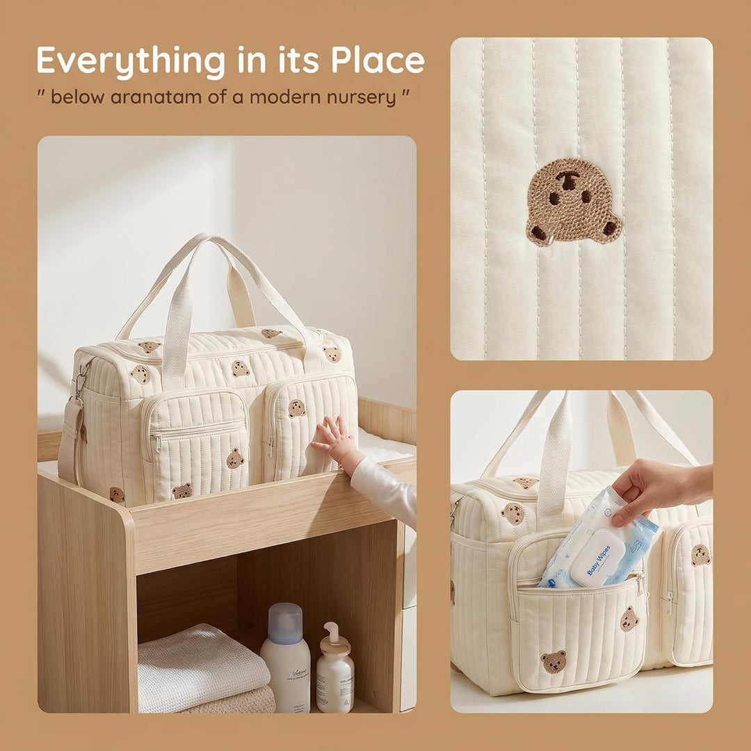 Baby Wickeltasche Grosse Kliniktasche 48x26x22cm Reisewindeltasche Tragetasche Baumwolle Henkeltasch