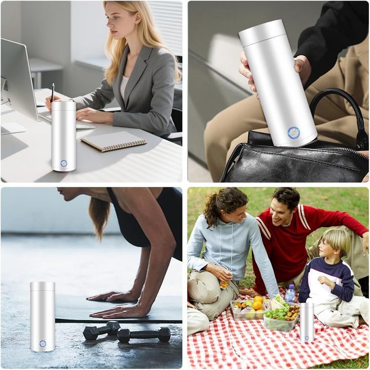mizikuu Kleiner Tragbarer Wasserkocher, Reise Elektrisch Wasserkocher 400ML Tragbarer 304 Edelstahl