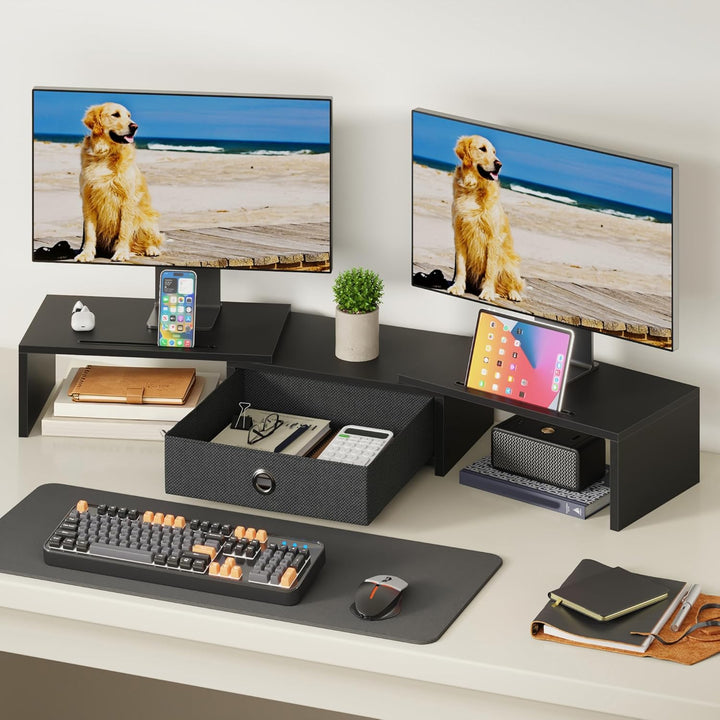 Monitor ErhöHung Schreibtisch, Monitorständer mit Schublade BildschirmerhöHung 2 Monitore Monitor St