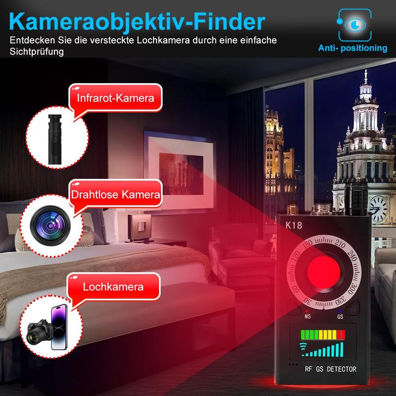 Wanzen Detektor RF Wireless, Anti Spy Detector für GSM Tracker Abhörgeräte Funkkameras Wanzenfinder