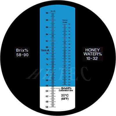 HHTEC Imker Refraktometer Honig 58-90% Brix 10-32% Wasser Feucht Handrefraktometer für Honig Pflanze