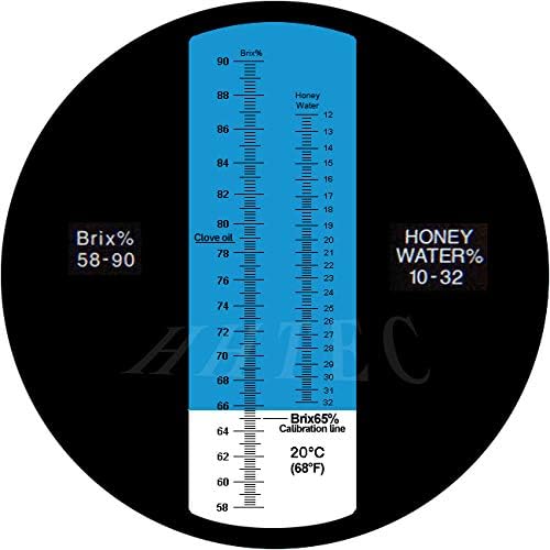 HHTEC Imker Refraktometer Honig 58-90% Brix 10-32% Wasser Feucht Handrefraktometer für Honig Pflanze