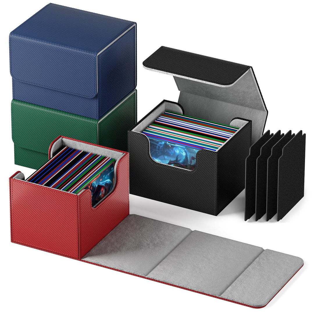 Mlikero Deckbox Card deck Box kompatibel mit MTG Karten, 4 Pack Horizontal Leder Card Deck Boxen für