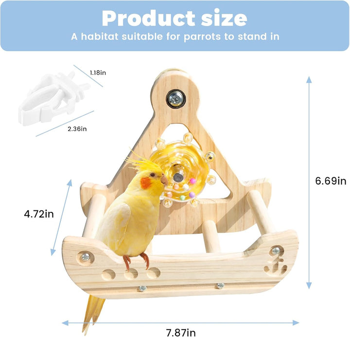 Vögel Spielzeug, Papageienspielzeug, Spielzeug für Nymphensittiche, Holz Vogel Schaukel für Papageie
