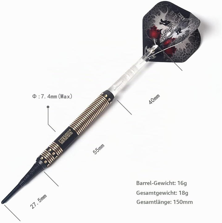 CUESOUL 16 Grams Deluxe Soft Tip Darts Set with Luxury Case（Dragon Series） JL-STL-B1102+D602, JL-STL