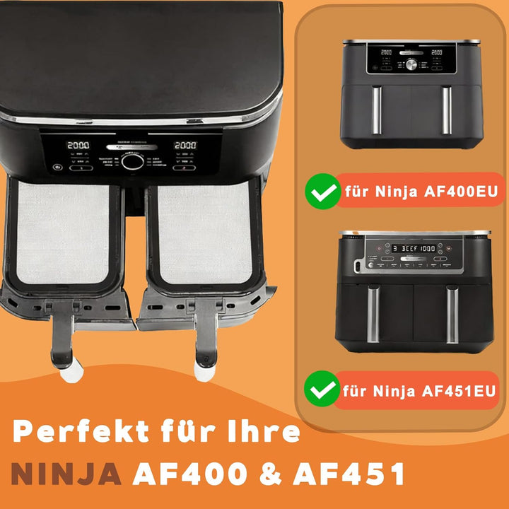Edelstahl Spritzschutz für Ninja Foodi Max Dual Zone HeissLuftfritteuse AF400EU & AF451EU, 2 Stück M