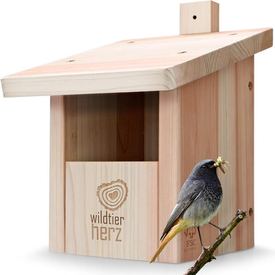 wildtier herz I Vogel Nistkasten Rotkehlchen, Rotschwänzchen aus Massiv-Holz - Verschraubt, Nistkäst