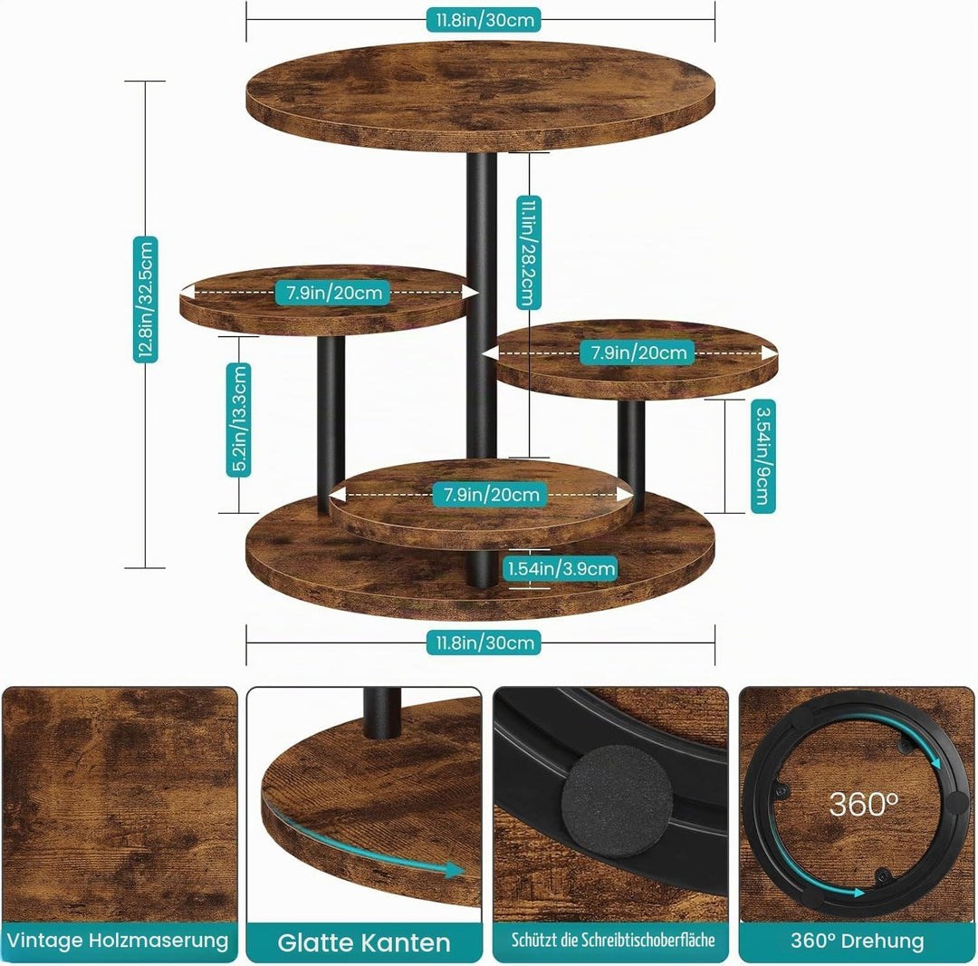 KAHEIGN Tortenständer 4 Etagen Tortenplatte 360° Drehbar Kuchen und Cupcake Ständer, Rund Cupcake-Ha