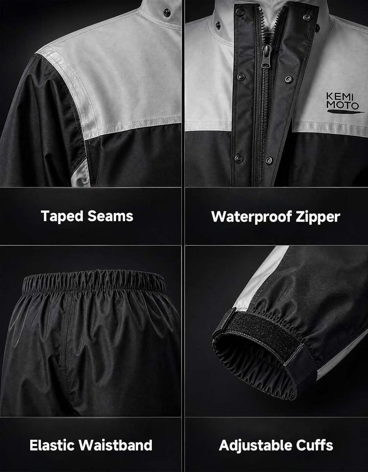 KEMIMOTO Regenanzug für Herren, Wasserdichter Regenmantel, Atmungsaktiv Regenbekleidung Regenjacke f