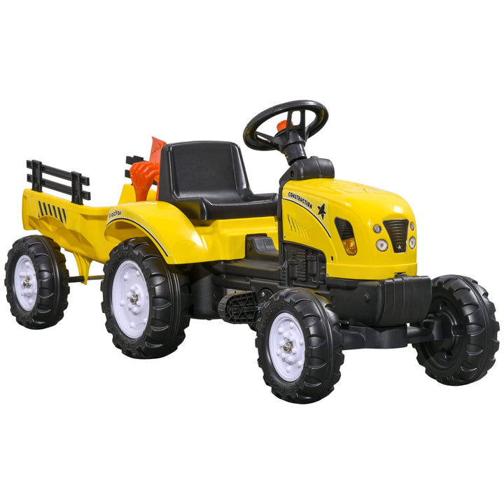 HOMCOM Trettraktor mit Anhänger Tretauto Traktor Kindertrettraktor Spielfahrzeug für Kinder ab 3 Jah