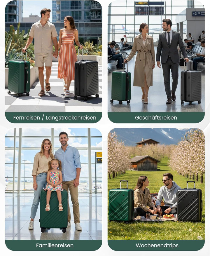 KONO Handgepäck Koffer 55x40x20cm, 34L Hartschalenkoffer mit 4 Rollen, Koffer Trolleys für Kurztrips