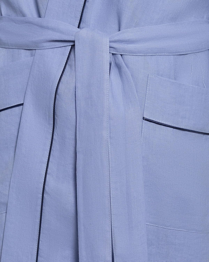 Revise RE-513 Herren Kimono - Morgenmantel - 100% Leinen - Premium Qualität M-L Blau, M-L Blau