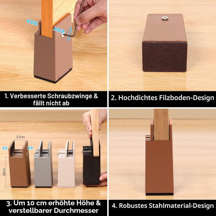 Ezprotekt Erhöhungen mit Schraubklemme, 10,2 cm, strapazierfähige Sofa-, Stuhlerhöhungen, passend fü