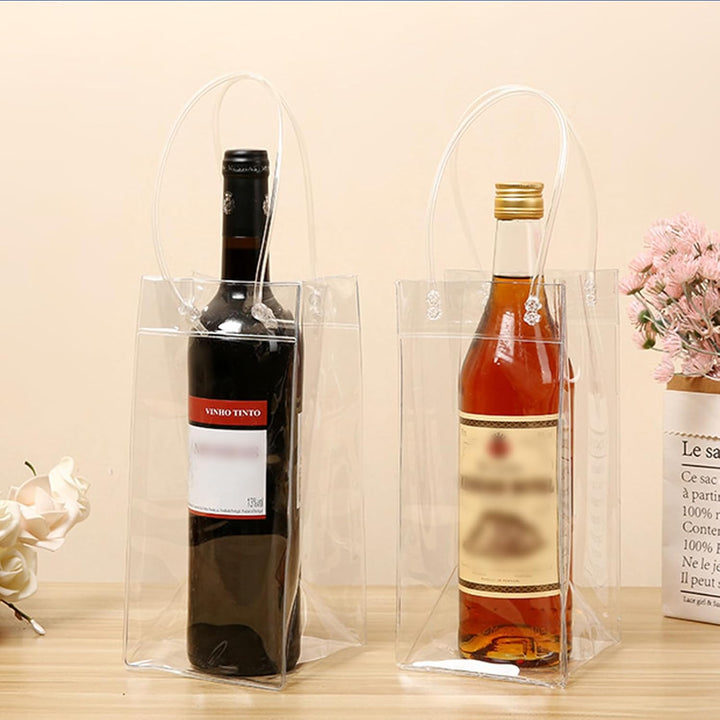 12 Stück Flaschenkühler Eistasche Kühltasche: 25 * 10 * 10cm PVC Eisbeutel Flaschenkühler, Transpare