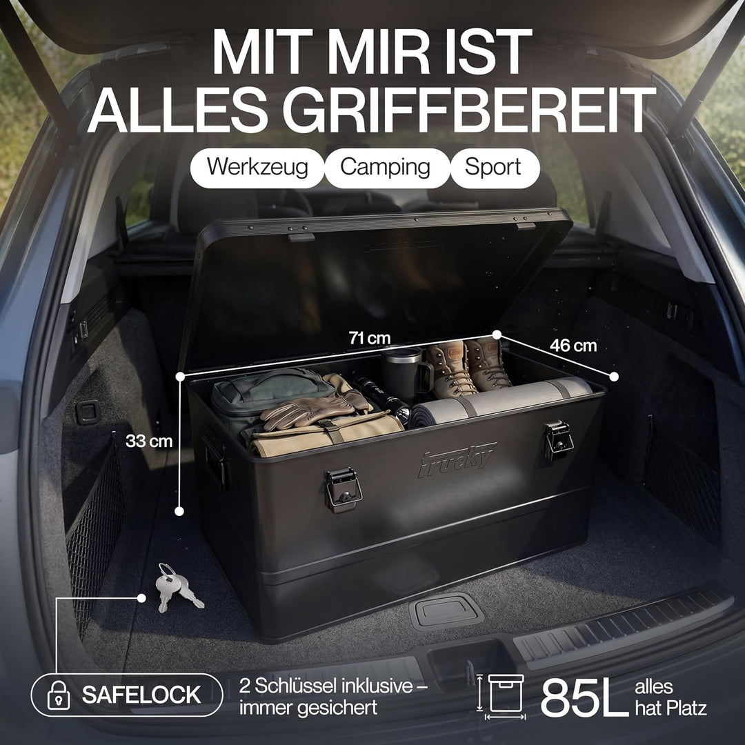 Trucky Aluminium Box mit Deckel Schwarz Alu Kiste Box Alukiste 85 Liter Transportbox Metallbox Alu A