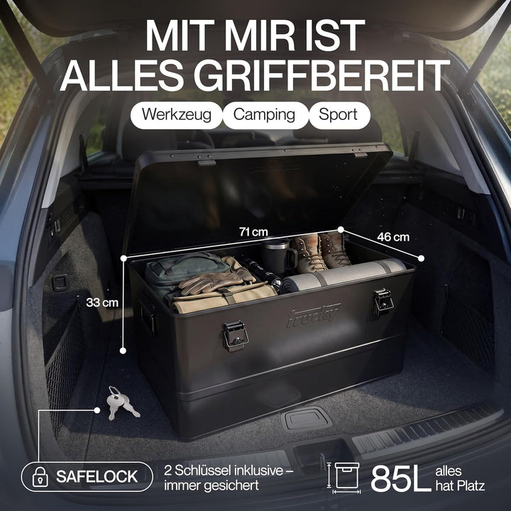 Trucky Aluminium Box mit Deckel Schwarz Alu Kiste Box Alukiste 85 Liter Transportbox Metallbox Alu A
