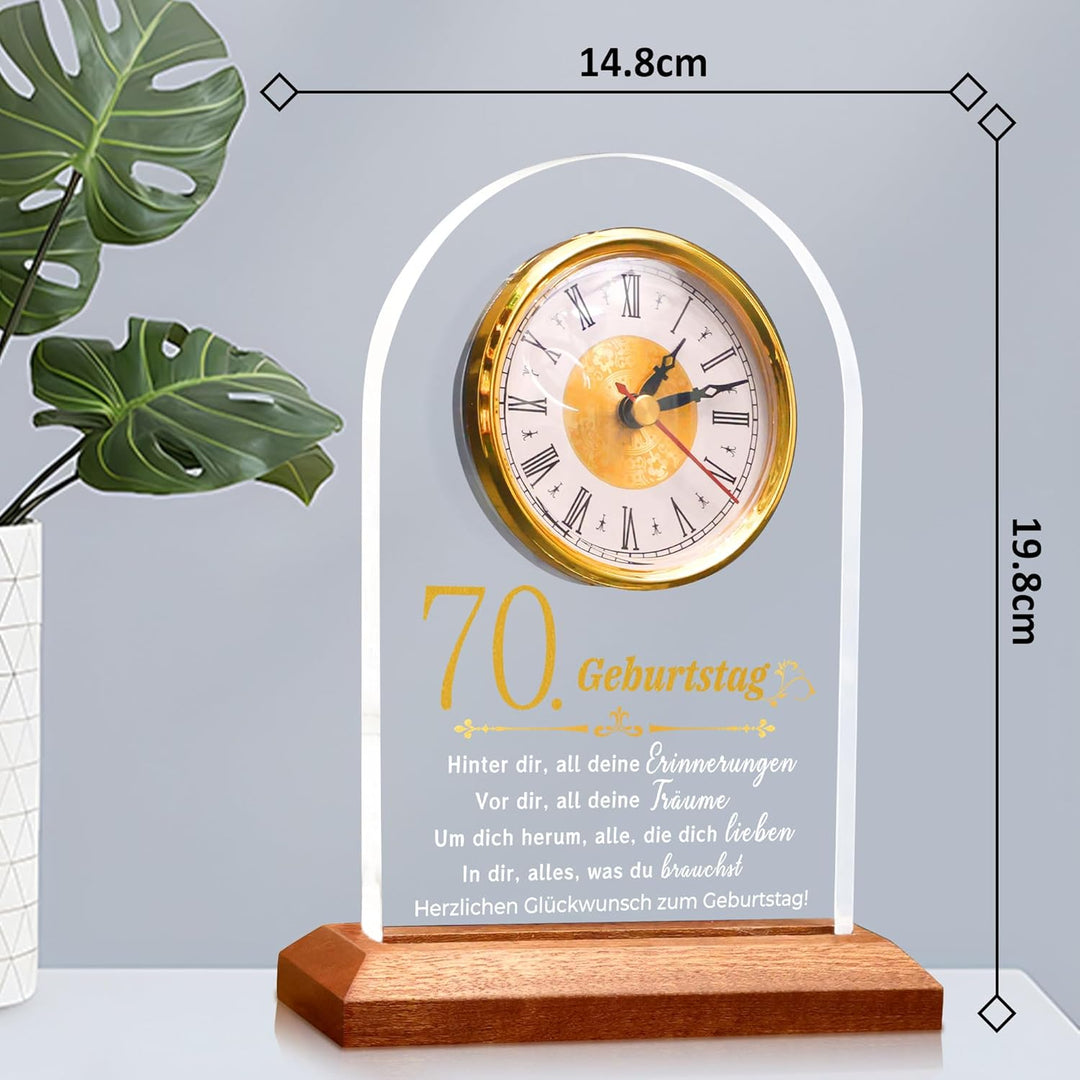 OkiyiD 70. Geburtstag Geschenke für Frauen, Besonderes Geburtstagsgeschenk - Quarzuhr Tischuhr, Cool