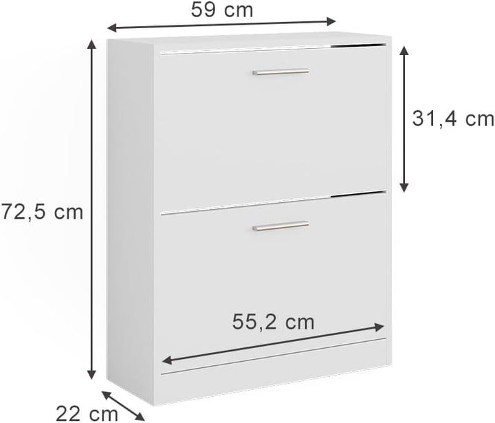 Vicco Schuhschrank Gizmo, Weiss, 59 x 72.5 cm 2 Fächern, zur Aufbewahrung von Schuhen und kombinierb