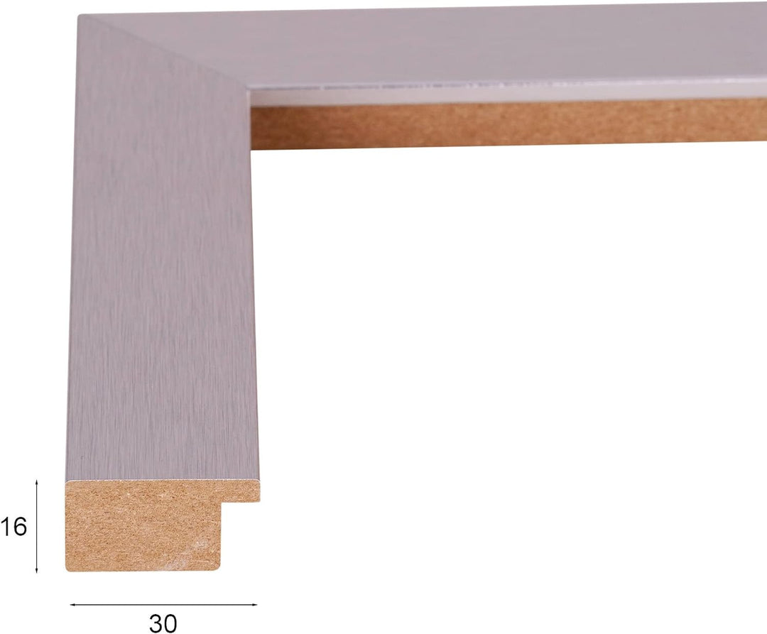 Rahmendesign24 Bilderrahmen Milano 60x60 Silber (hochglanz) Fotorahmen, Wechselrahmen, Posterrahmen,