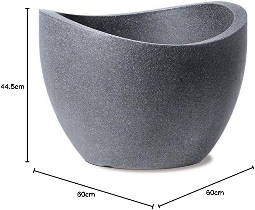 Scheurich Wave Globe, Pflanzgefäss aus Kunststoff, Schwarz-Granit, 60 cm Durchmesser, 44,5 cm hoch,